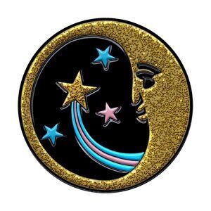 Glittery Moon Shining Stars Enamel Pin- Space Sci Fi Cute Colorful Goth Gift NWT